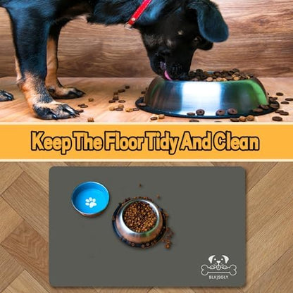 18"×30" Dark Grey Absorbent Dog Mat for Food and Water Bowl- Quick Dry Durable Feeding Mat for Dog and Cat Easy Cleaning Pet Supplies for Messy Pets - Image 3