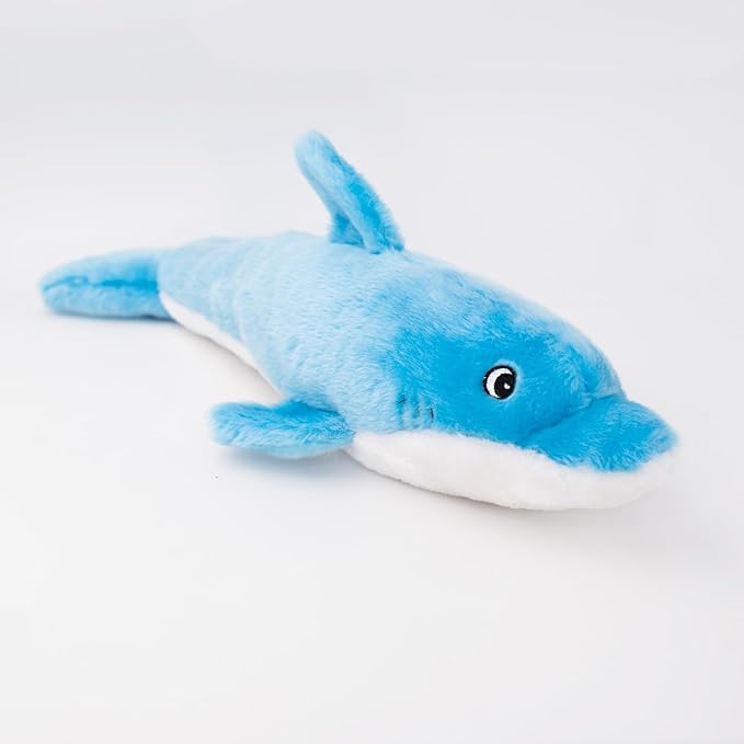 ZippyPaws Jigglerz- Dog Squeaky Toys to Keep Them Busy, Funny Animal Plush for Small, Medium, & Large Dogs, Cute Stuffed Puppy Toy, Pet Product, Gift for All Breeds, Interactive Squeaker- Blue Dolphin
