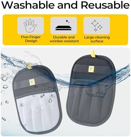 2 Pack Pet Hair Removal Glove for Dogs & Cats - Cat Hair Remover & Dog Hair Removal Tool, Electrostatic Reusable Pet Hair Glove for Furniture, Laundry, Couch, Carpet & Car Seat (Gray/Black Combo) - Image 2