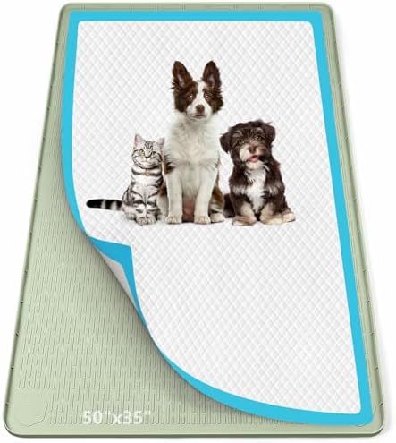 Pee Pad Holder for Dogs 50''x35'' Silicone Puppy Pee Pad Tray, Green by Bartuke
