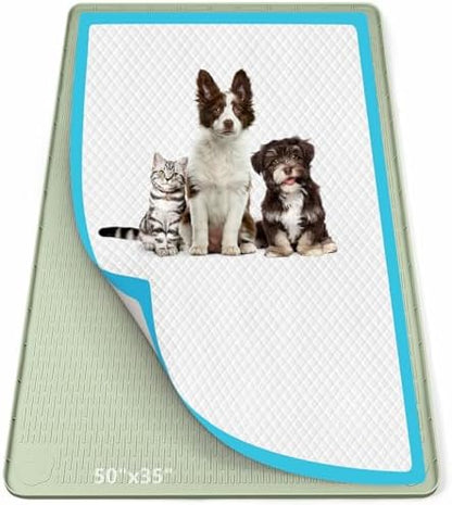Pee Pad Holder for Dogs 50''x35'' Silicone Puppy Pee Pad Tray, Green by Bartuke