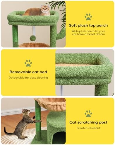 SYANDLVY Cactus Cat Tree for Indoor Cats, Green Activity Tower for Kittens - Image 5