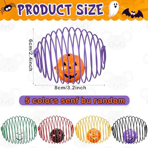 Jecery 5 Pcs Cat Toys Spring,Bell,Halloween Colors - Image 2