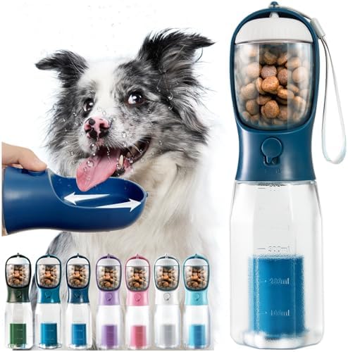 Portable Dog Water Bottle 3 in 1 Pet Travel Bowl Dispenser Treat Container by MoonyMars