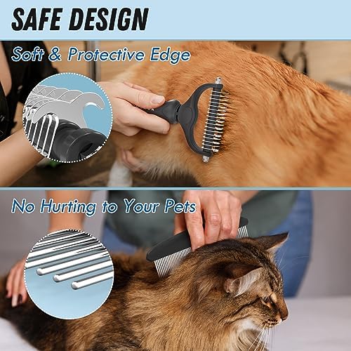 Docrok Pet Grooming Combo: Undercoat Rake, Dematting Deshedding Brush for Long-Haired Dogs and Cats, Black - Image 4