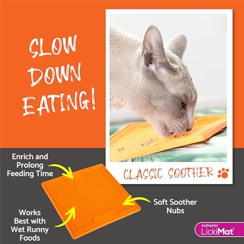 LickiMat Classic Soother, Cat Slow Feeder Lick Mat, Boredom Anxiety Reducer; Perfect for Food, Treats, Yogurt, or Peanut Butter. Fun Alternative to a Slow Feed Cat Bowl or Dish, Purple - Image 5