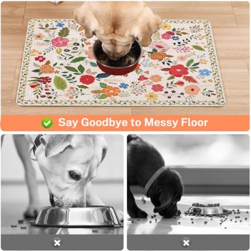 Absorbent Pet Dog Bowl Mat for Food and Water, Pet Cat Food Feeding Mat with Non Slip Rubber Backing, Dog Food Mats for Floors Waterproof, 17"x30" - Image 3