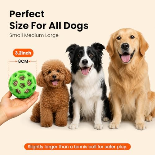 HGB 3.2" Dog Toy Ball for Aggressive Chewer, Tough Rubber, Cotton Rope Ball - Image 6