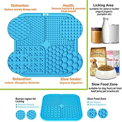 Lick Mat for Dogs, 2 Pcs Dog Lick Mat with Suction Cups for Anxiety, Peanut Butter Dog Licking Mat Slow Feeder Dispensing Treater Lick Pad for Dogs Cats Grooming Bathing and Training Large - Image 2