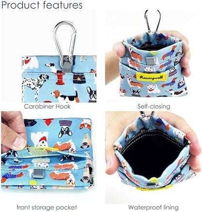 Dog Treat Pouch,Cotton Pocket Sized Training Holder, Hand Free Walking Funny Bag with Carabiner, Self-Closing Pet Feed Snack Reward, Behavior Aids for Puppy Travel or Outdoor Use（Dog Puzzle） - Image 3