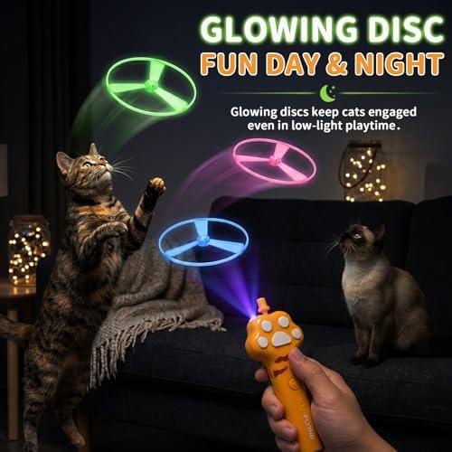 Interactive Cat Disc Launcher Toy, Rechargeable with 8 Flying Discs - Image 4