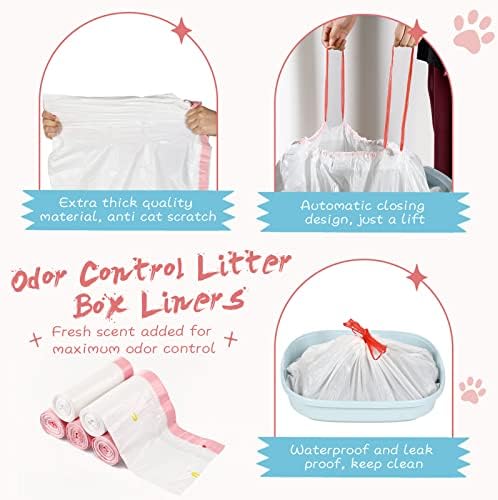 Colarr 50 Count Large Cat Litter Box Liners with Drawstring Thick Plastic - Image 3
