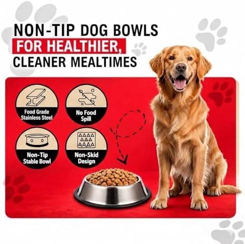 Loving Pets Stainless Steel Non-Tip Dog Bowl – Heavy Duty No Spill Dog Bowl with Removable Rubber Base – Durable, Non-Skid Stainless Steel Dog Food Bowl & Dog Water - Image 2