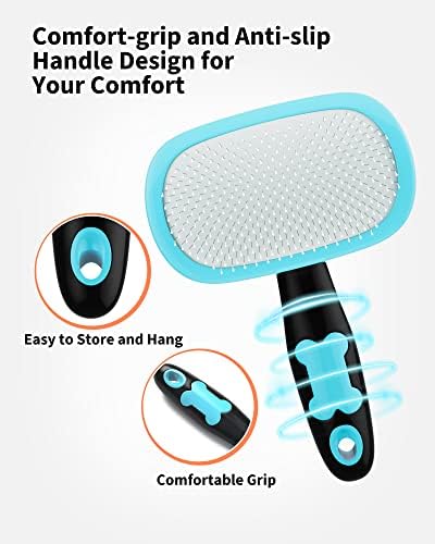 Glendan Dog & Cat Brush- Slicker Pet Brush- Shedding Grooming Tools (Blue) - Image 4