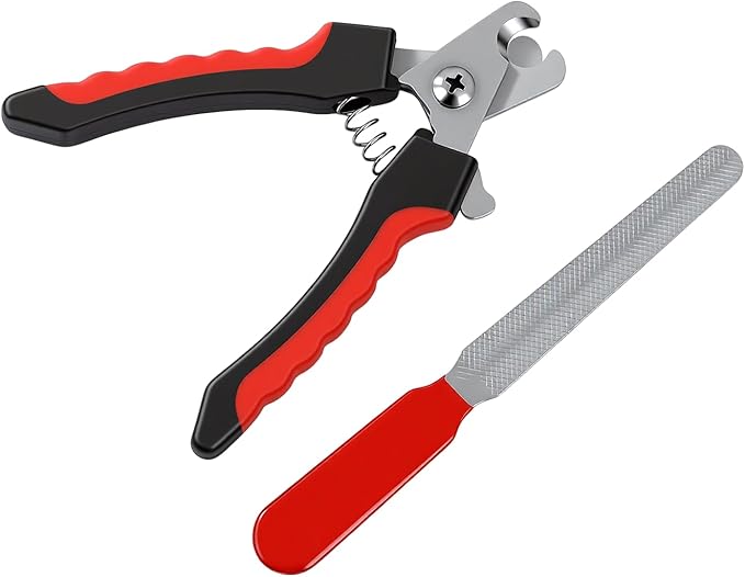 Dog Nail Clippers for Large Dogs, Pet Nail Clipper Kit for Small & Large Dogs & Cats，Dog Nail Clippers for Dogs and Cats - Safe and Easy to Use，Professional Dog & Cat Nail Trimmers (Red)