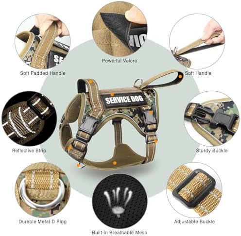 WINSEE Tactical Dog Harness, No Pull Dog Harness for Medium Large Dogs with Handle & Molle, Military Service Dog Vest Harness in Training Pet Harness for Small Dogs - Image 4
