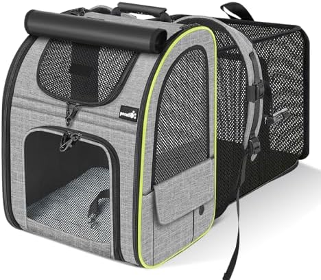 pecute Cat Backpack Carrier Expandable, Cat Backpack with Curtain by pecute