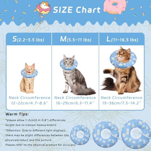 Seyezo Cat Cone Collar Soft, Adjustable Cat Recovery Cone, Blue Daisy, S - Image 2