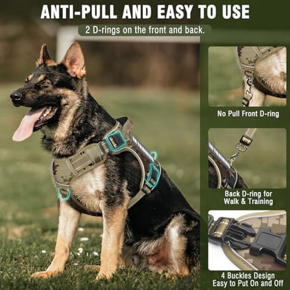 Tactical Dog Harness and Leash Set with 10 Patches for Large Dogs - Image 4