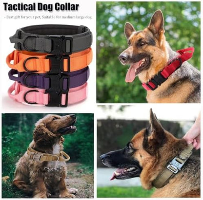 Tactical Dog Collar, Adjustable Military Training Nylon Pet Collar, Grey M - Image 6
