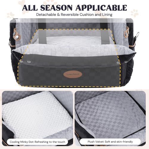 WOOCHPET Dog Car Seat for Small Pets Sturdy Puppy Booster Bed with Elevated Window View Washable Travel Carrier up to 35 Lbs - Image 5