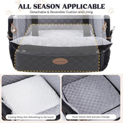 WOOCHPET Dog Car Seat for Small Pets Sturdy Puppy Booster Bed with Elevated Window View Washable Travel Carrier up to 35 Lbs - Image 5