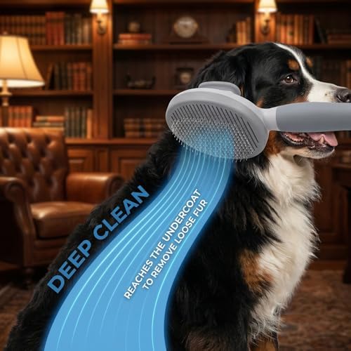 Cat Brush for Shedding for Indoor Cats & Dog Brush for Shedding - Perfect for Long & Short Haired Pets,Pet Brush for Dogs and Cats - Deshedding & Grooming Tool (Blue) - Image 2