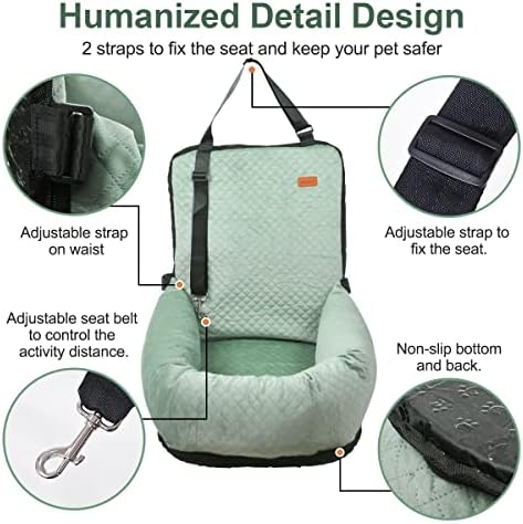 Dog Car Seat for Small Medium Dogs Pet Up to 40 lbs Green - Image 4
