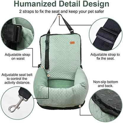 Dog Car Seat for Small Medium Dogs Pet Up to 40 lbs Green - Image 4