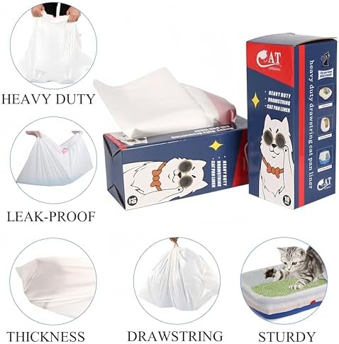 Cat Litter Box Liners, 20 Count Litter Box Liners Jumbo, Drawstring, Scratch Resistant, Size: 36 * 19 inch (20 Count, Unscented) - Image 5