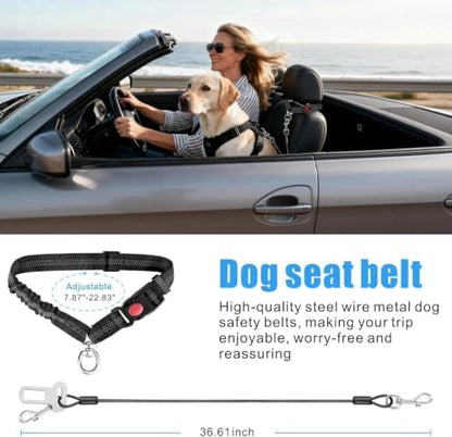 Idepet Dog Seat Belt for Car Stainless Steel 3 in 1 Dog Seatbelt 2Pcs Black - Image 3