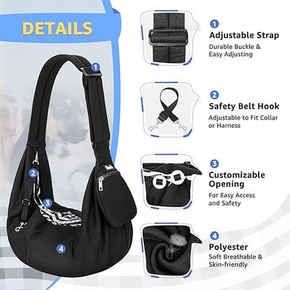 SlowTon Dog Carrier Sling - Thick Padded Shoulder Strap Adjustable, DB, S - Image 2