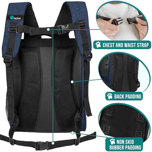 PetAmi Dog Backpack Carrier Airline Approved Cat Pet Puppy Bag, Navy - Image 5