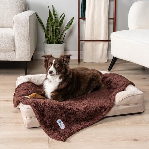 PetAmi Soft Plush Sherpa Dog Blanket for Pet Cat, Small 24x32, Brown - Image 3