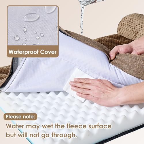 EHEYCIGA Large Dog Bed Memory Foam for Crate, Orthopedic Dog Bed Large Size Dogs with Washable Removable Cover, Waterproof Pet Sofa Couch with Nonskid Bottom, 35x22x6, Camel - Image 3