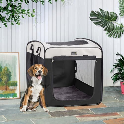 DONORO Dog Kennels and Crates for Medium Dogs, Portable Pop Up Indoor Pet Cage with Sturdy Wire Frame, Collapsible Travel Crate Soft Sided Cat Bag Escape Proof (Black, 28.0" L x 18.0" W x 22.0" H) - Image 4