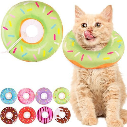 Cat Cone Collar Soft, Cute Cat Donut Collar After Surgery, Adjustable Kitten Recovery Cones to Stop Licking, Lightweight Neck Elizabethan Collars for Cats Kittens (Green, Small) by Unknown