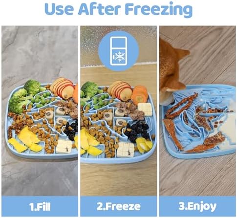 Puzzle Feeder Snuffle Mat and Lick Mat for Dogs,Texas Textured Slow Feeder, 0.75 Inch Thin Silicone Mat Holds 3 Cups, Dishwasher and Microwave Safe, Blue - Image 4