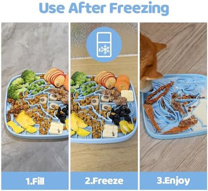 Puzzle Feeder Snuffle Mat and Lick Mat for Dogs,Texas Textured Slow Feeder, 0.75 Inch Thin Silicone Mat Holds 3 Cups, Dishwasher and Microwave Safe, Blue - Image 4