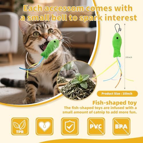Interactive Cat Toys Accessory with Fish and Worm Toys for Cats to Chase - Image 2