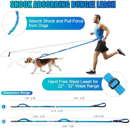 Heavy Duty Hands Free Dog Leash, 5-7 FT Reflective Adjustable Waist Dog Leash Belt with Padded Handles, Shock Absorbing Bungee and Car Seat Belt for Large Medium Dogs (Gradient Cobalt, XL) - Image 5