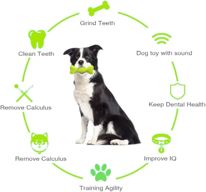 Bone Shape Dog Squeaky Toys, Durable Dog Chew Toys for Aggressive Chewers, Puppy Teething Toys for Small/Medium Dogs Natural Rubber Puppy Chew Toys for Teething