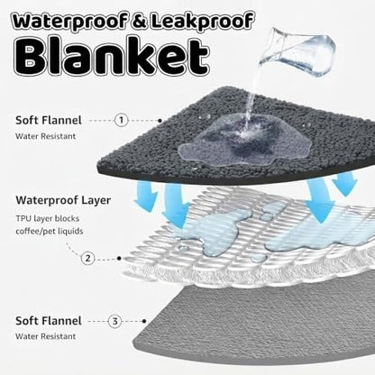 Waterproof Dog Blanket Reversible Pet Blankets for Bed Couch Covers Puppy Blankets Leakproof Sofa Couch Cover Cat for Warm Fluffy Washable Gray Mat-S-40x28in - Image 4