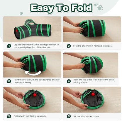 Love's cabin Cat Tunnel for Indoor Cats, 3-Way Collapsible Play Tunnel - Image 7