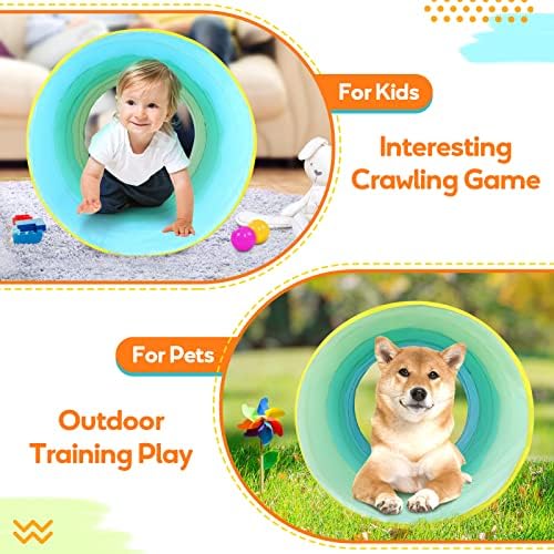 Moncoland Kids Play Tunnel Tent for Toddlers, Colorful Cotton Pop Up Crawl Tunnel Toy for Baby Infant Children or Dog Cat Pet, Collapsible Gift for Boy and Girl and Game (Cotton Baby Tunnel) - Image 5