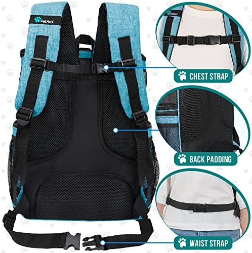PetAmi Dog Backpack Carrier, Airline Approved 4-Way Entry Cat Bag, Teal - Image 5