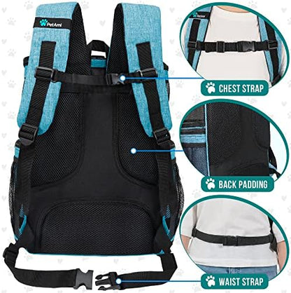 PetAmi Dog Backpack Carrier, Airline Approved 4-Way Entry Cat Bag, Teal - Image 5