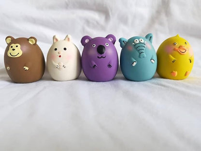Jalousie 2.4 in Small Latex Dog Squeaky Toys - Soft Rubber Puppy Chew Toy, Animal Ball for Fetch Play - Small Medium Pets (Animal 5 Pack - Small)