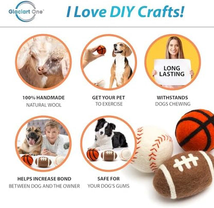 Glaciart One Felt Wool Balls for Dogs (3 Pcs)| Durable Dog Chew Toy, Puppy Chew Toys for Teething & Dog Teeth Cleaning | Pet Toys Fetch Games & for Anxiety/Boredom | Great for Small or Medium - Image 2