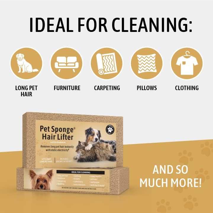 Pet Sponge Hair Lifter 3 Pack Remove Dog, Cat and Other Pet Hair from Furniture, Carpet, Bedding and Clothing - 3 Sponges All Natural Latex Rubber, Made in The USA - Image 3